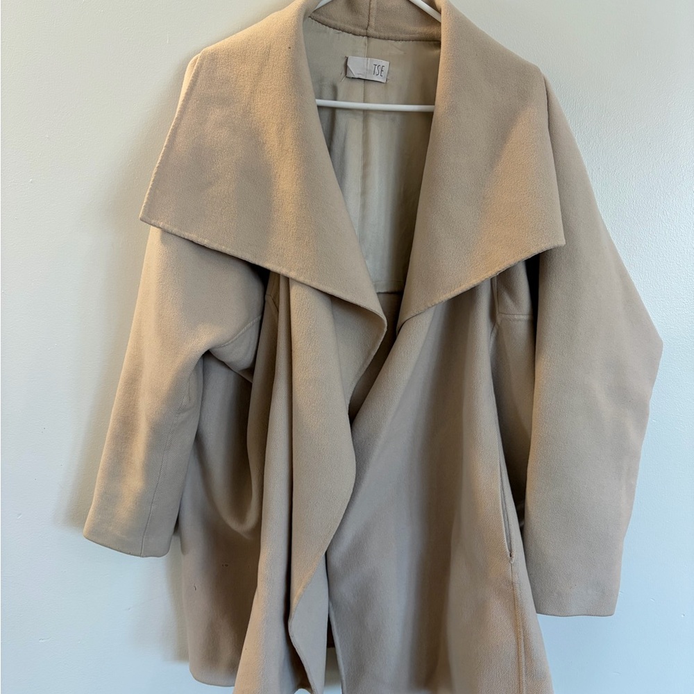 TSE Women's Elegant Tan Cape Coat Wide